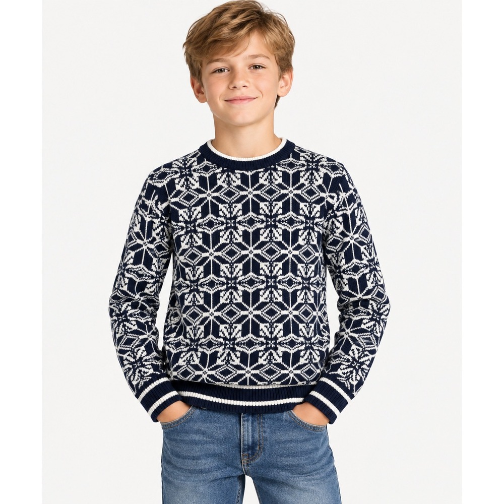 Vineyard Vines Boys Sweater Nordic Fair Isle NEW Crewneck Navy White XL